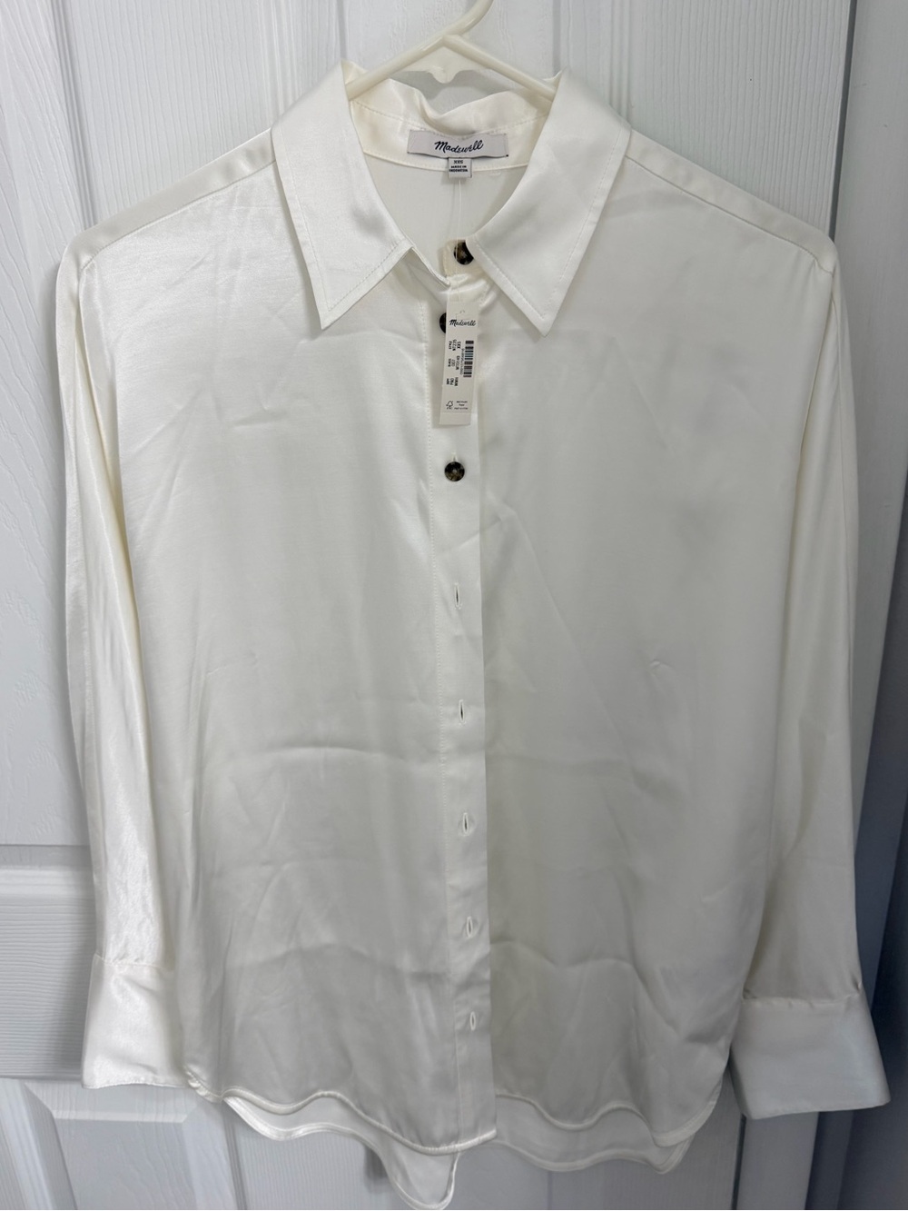 Madewell Ivory Satin Button-Up Blouse ✨ NWT XXS